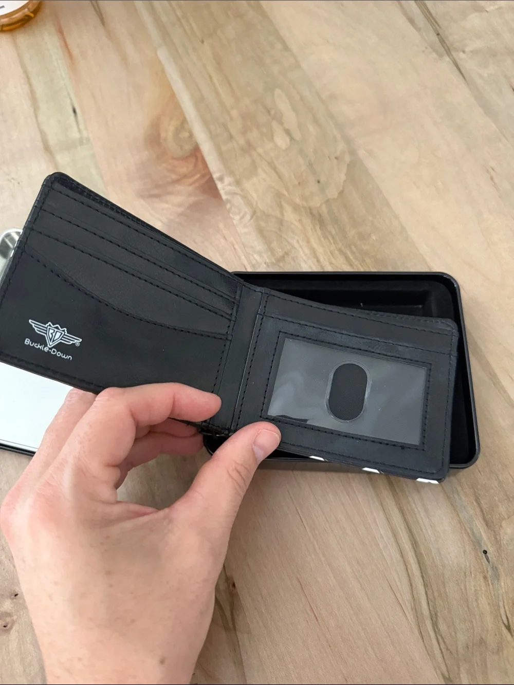 Buckle-Down Black Card & Key Holder with White Yin Yang Pattern